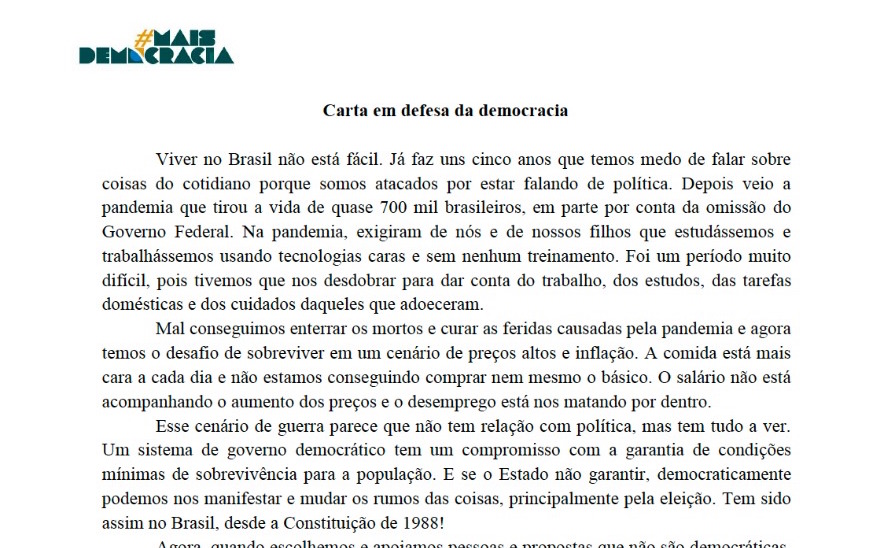 Carta em Defesa da Democracia une tucanos, petistas, juristas e